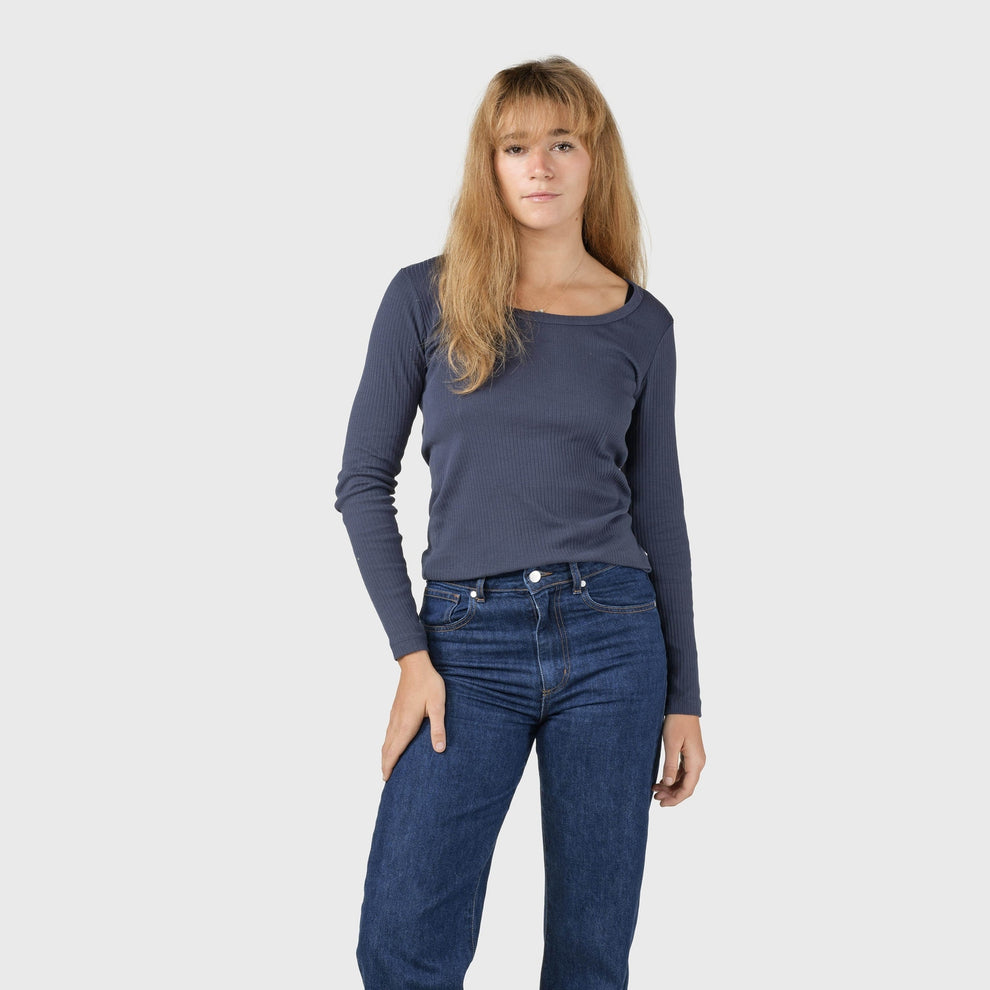 Klitmøller W L/S Rib Tee Navy