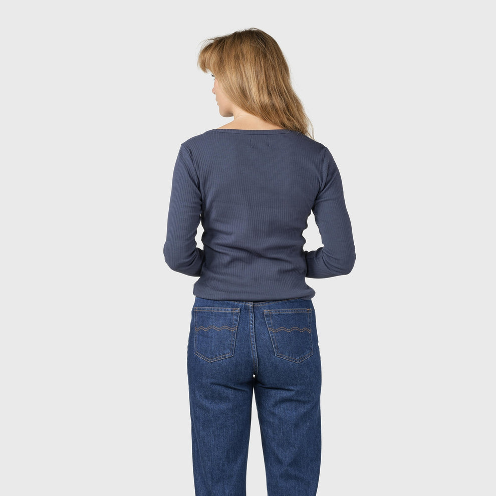 Klitmøller W L/S Rib Tee Navy