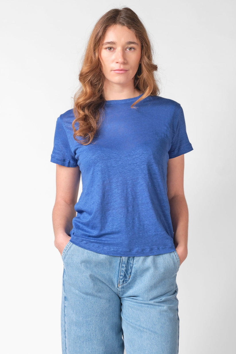 Klitmøller Collective W Rikke Linen T-Shirt Surf Blue