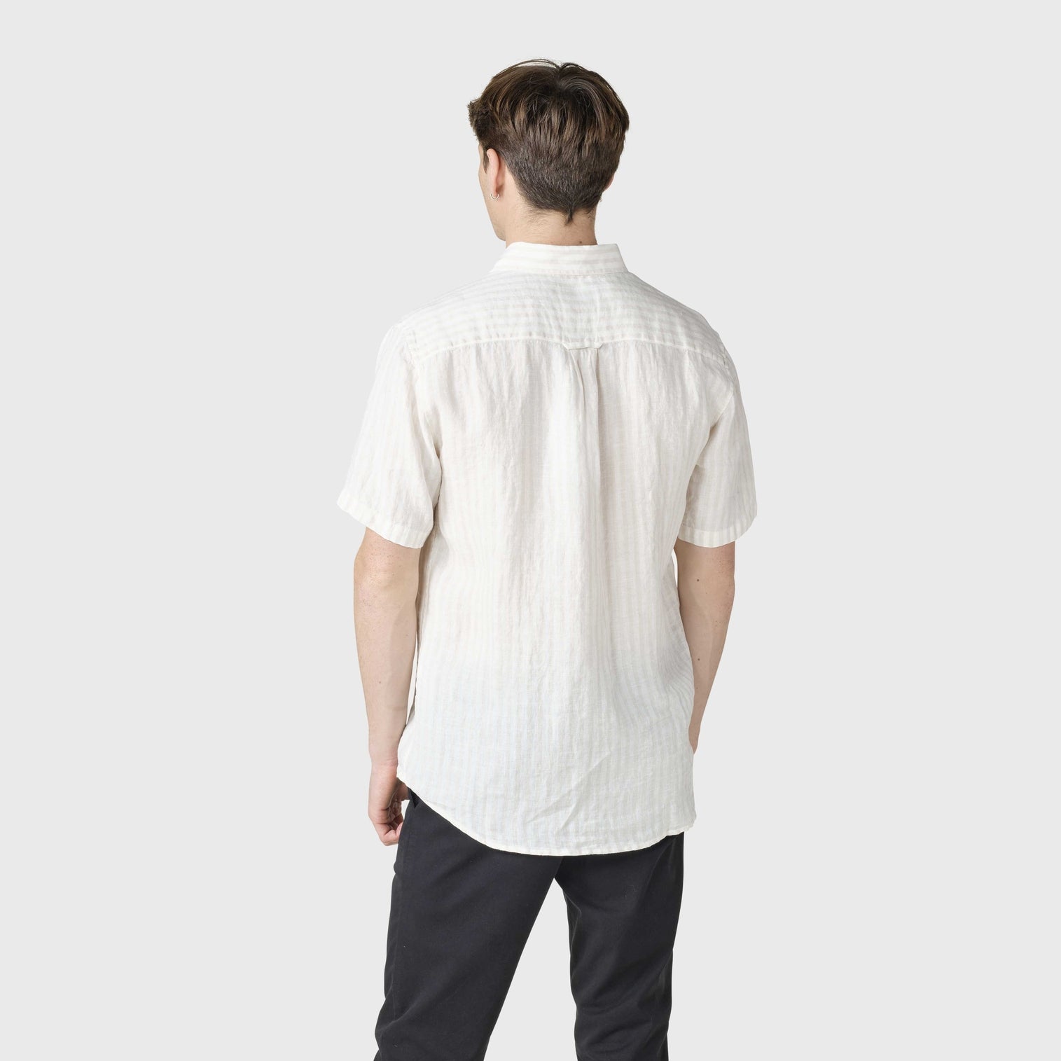 Klitmøller Collective M Dennis Short Striped Shirt Cream/Sand