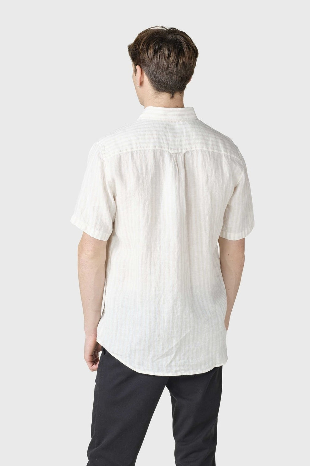 Klitmøller Collective M Dennis Short Striped Shirt Cream/Sand