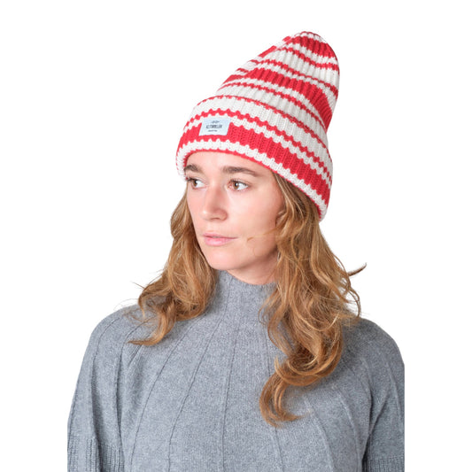Klitmøller Collective U Stripe Wool Beanie Cream/Red