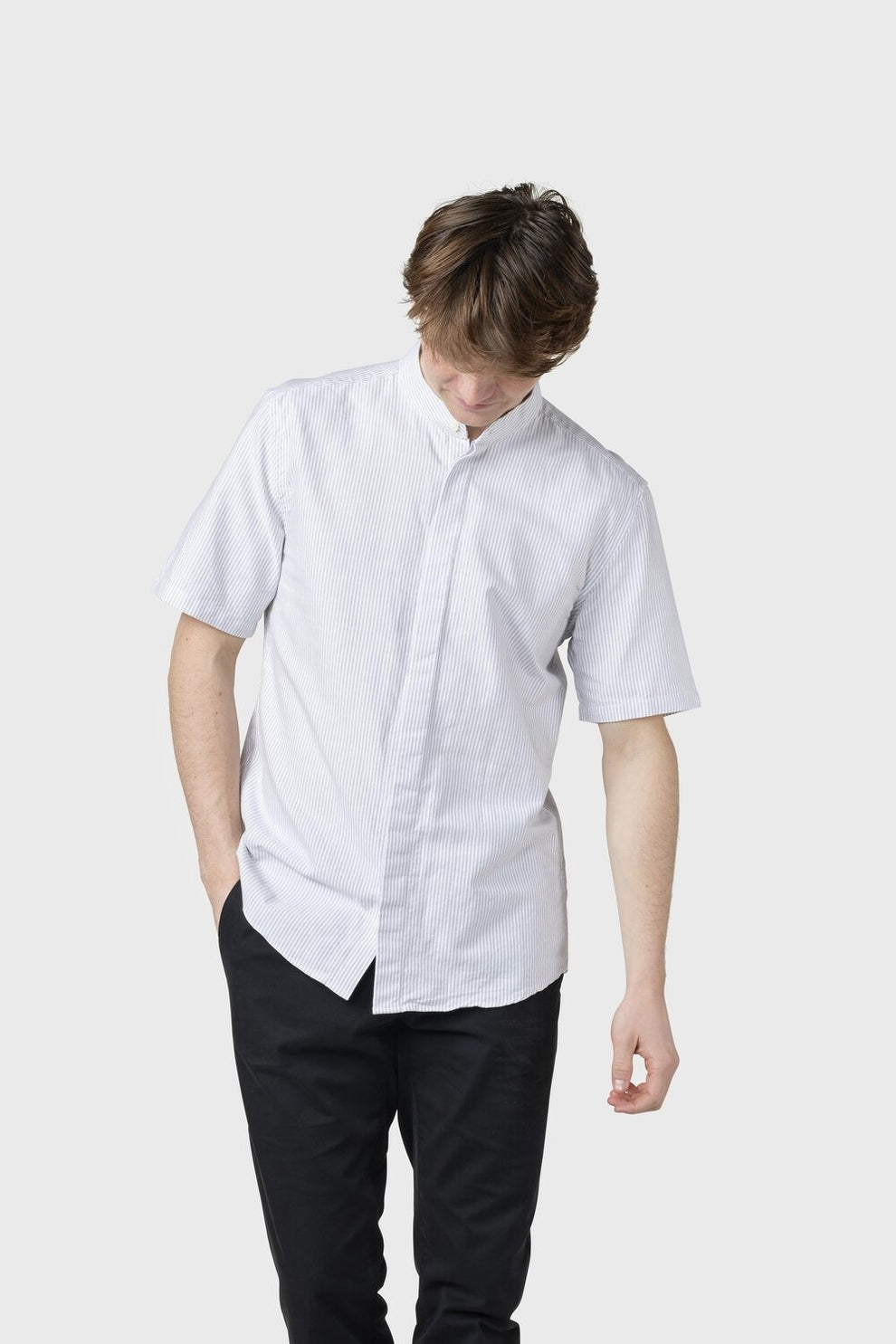 Klitmøller Collective M Max Striped Shirt Gots White/Sand