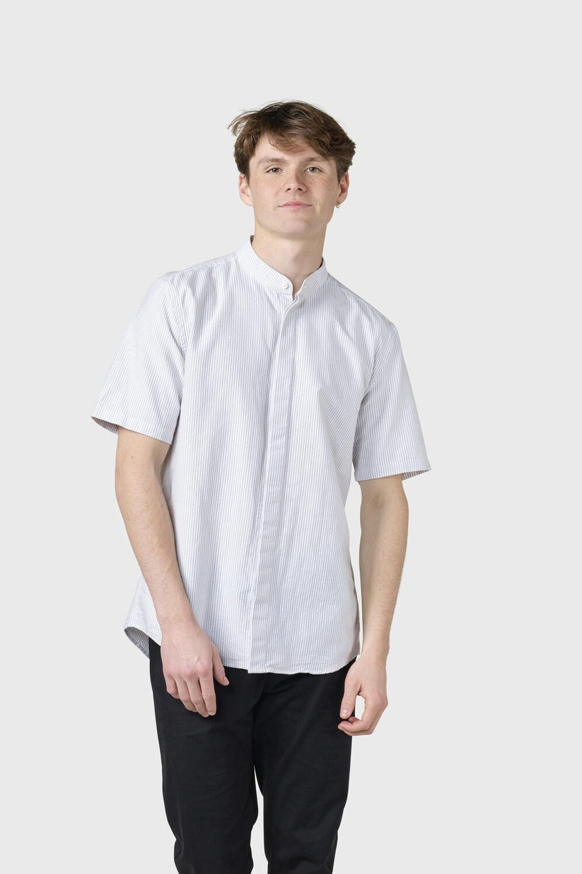 Klitmøller Collective M Max Striped Shirt Gots White/Sand