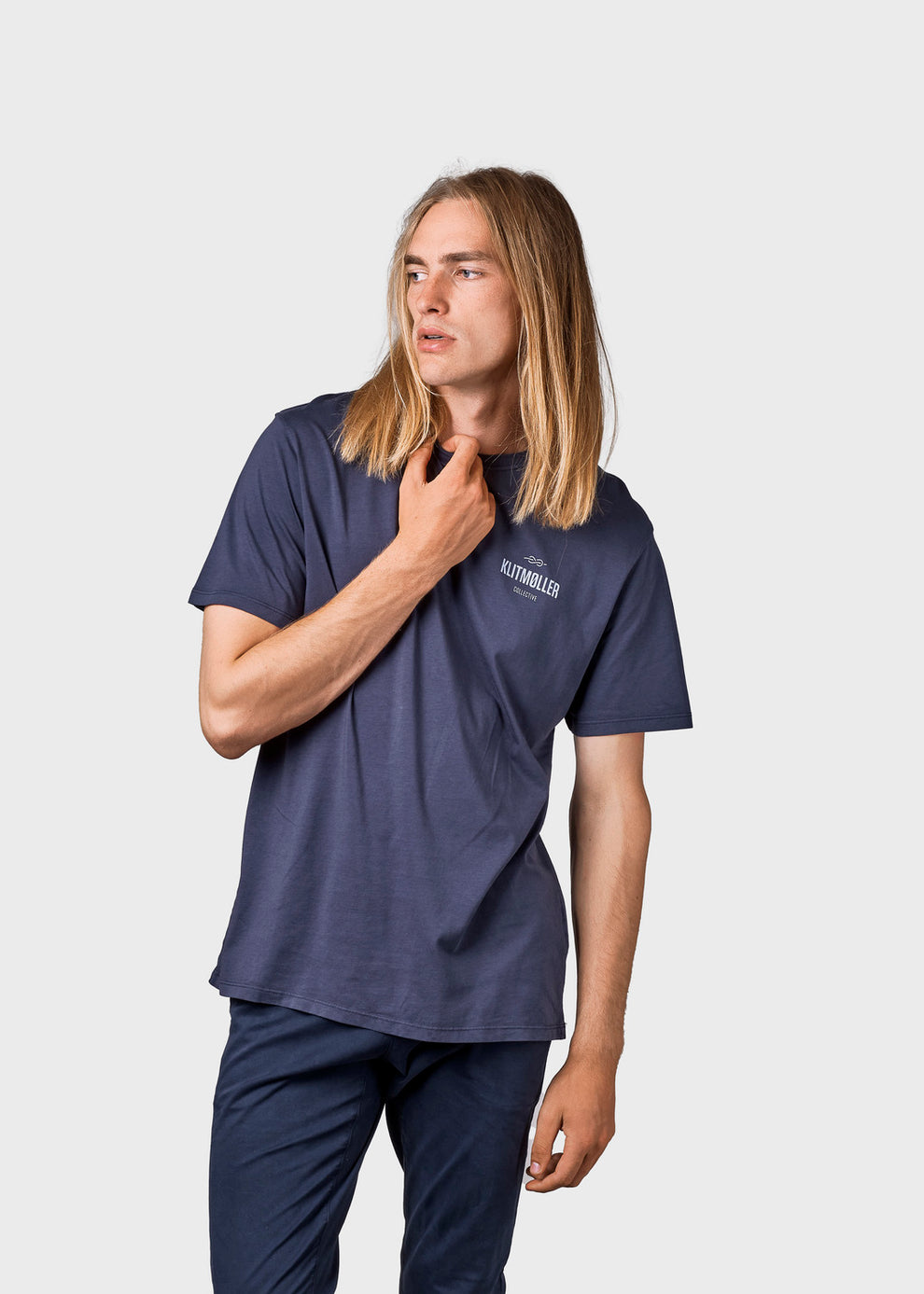 Klitmøller Collective M Mens Small Logo Tee Ocs Navy