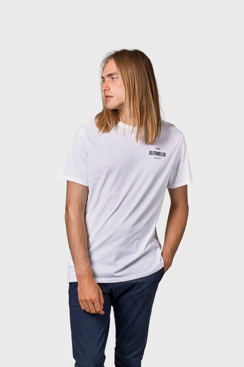 Klitmøller Collective M Mens Small Logo Tee Ocs White