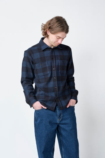 Klitmøller Collective M Casper Shirt Gots Navy Check