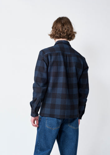 Klitmøller Collective M Casper Shirt Gots Navy Check