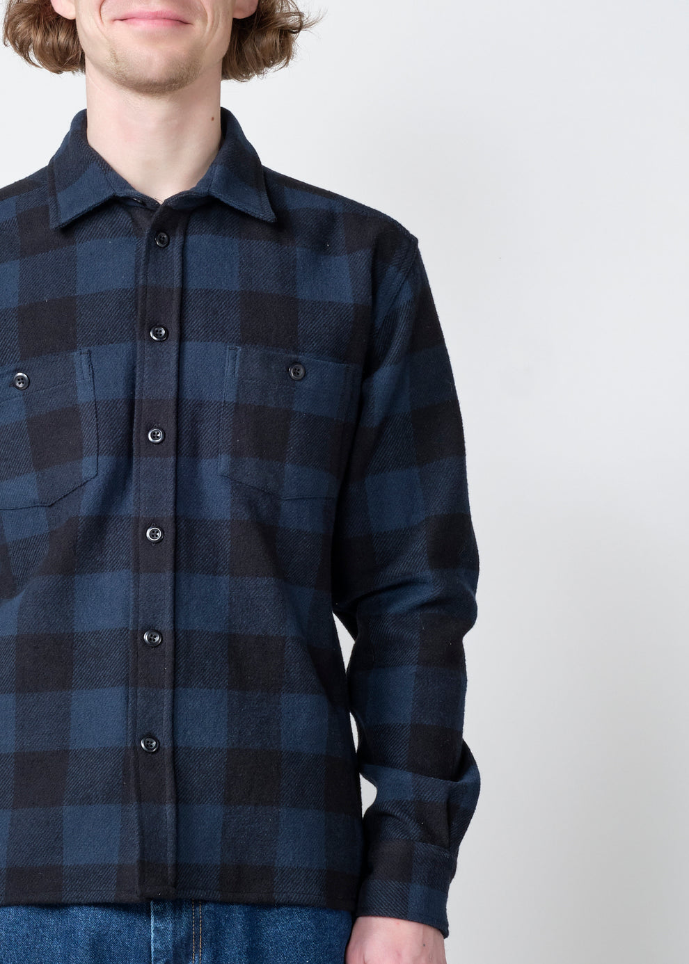 Klitmøller Collective M Casper Shirt Gots Navy Check