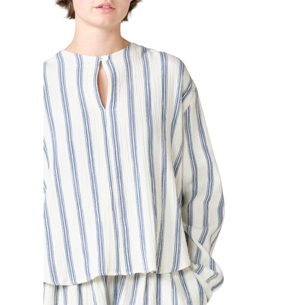 Klitmøller Collective W Poppy Stripe Blouse Cream Ocean