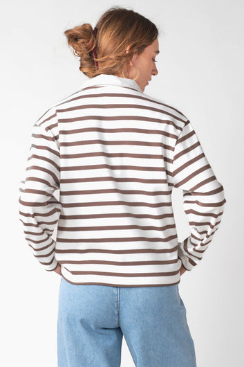 Klitmøller Collective W Anny Polo Langærmet T-Shirt Cream/Taupe