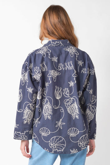 Klitmøller Collective W Svea Langærmet Shirt Navy/White