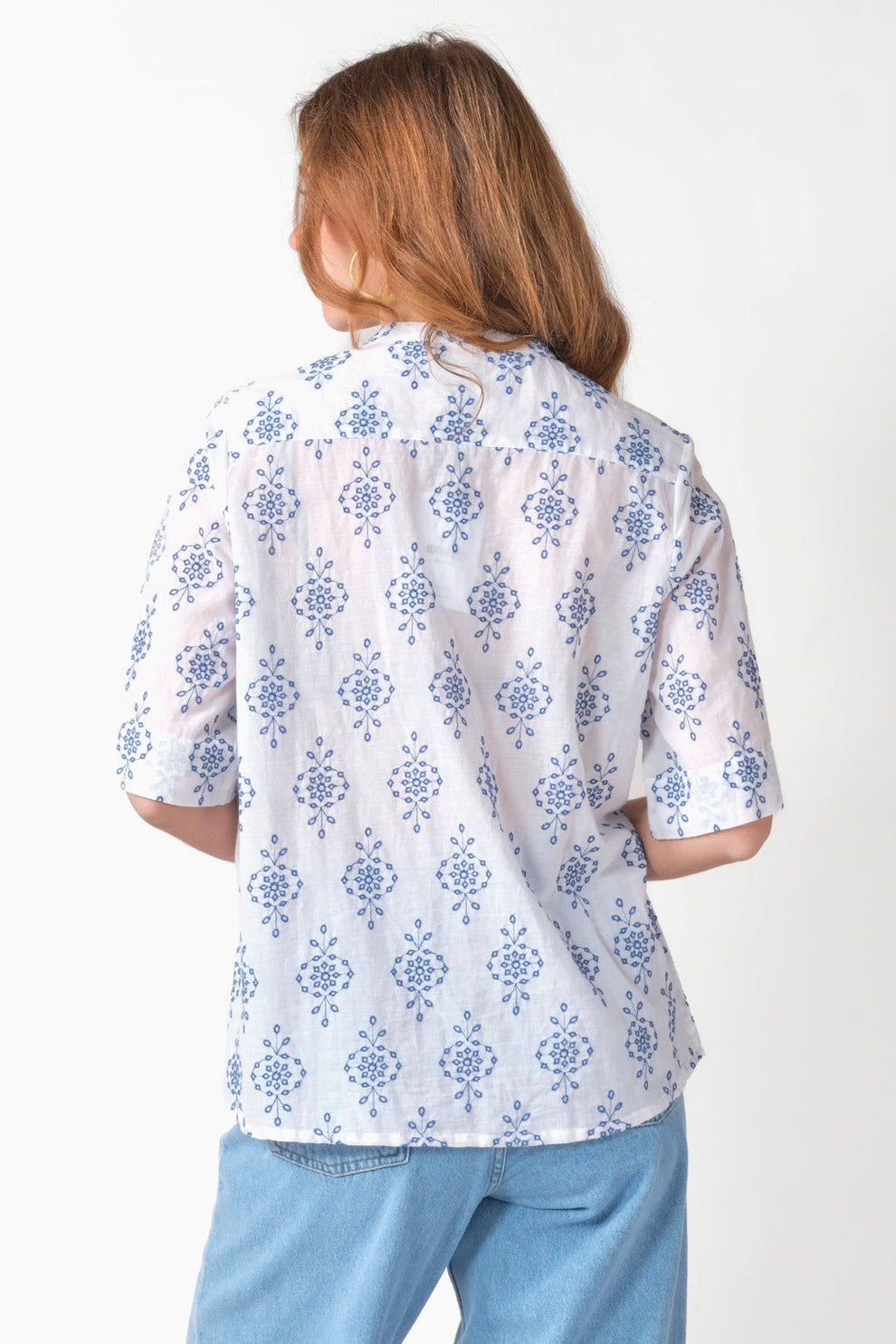 Klitmøller Collective W Mimi Ss Shirt White/Surf Blue