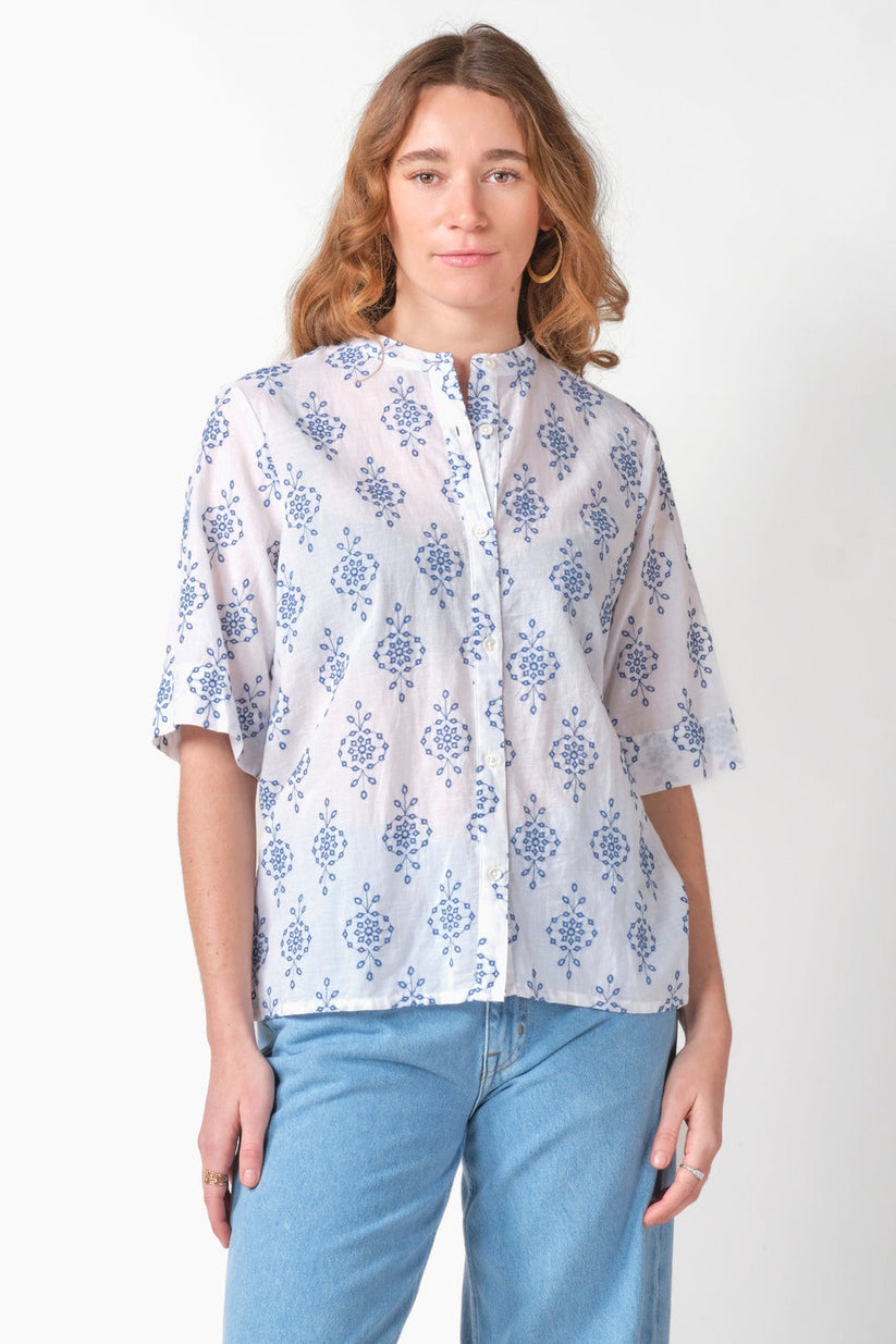 Klitmøller Collective W Mimi Ss Shirt White/Surf Blue