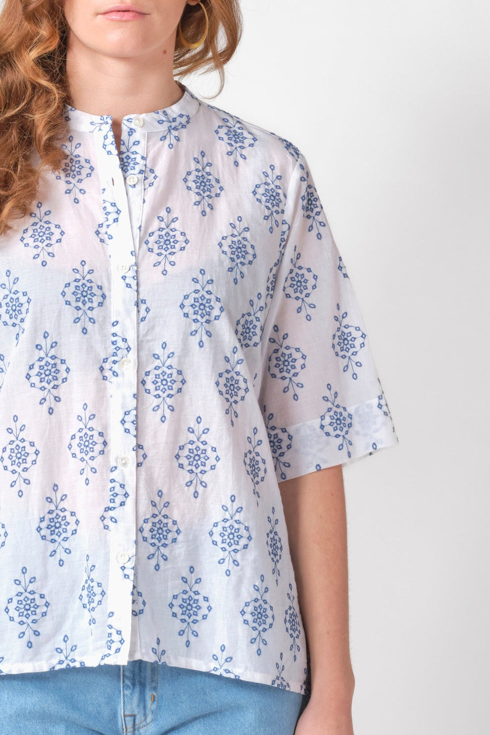 Klitmøller Collective W Mimi Ss Shirt White/Surf Blue