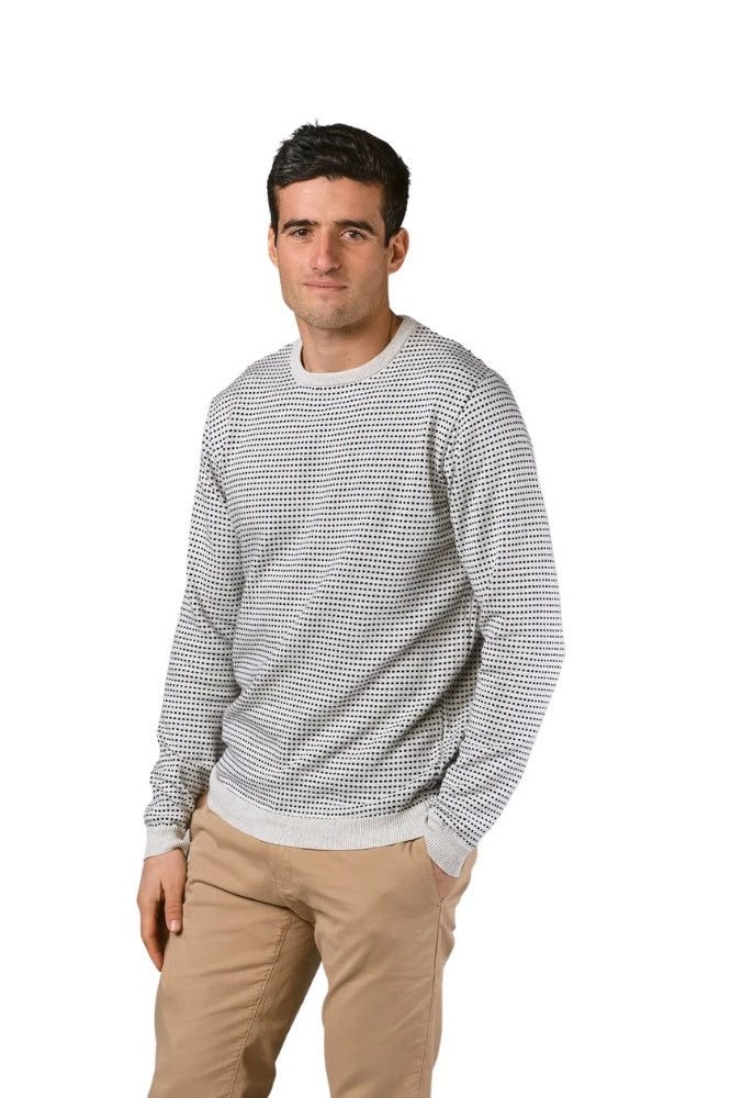 Klitmøller M Otto Strik Cream Melange Navy Dots