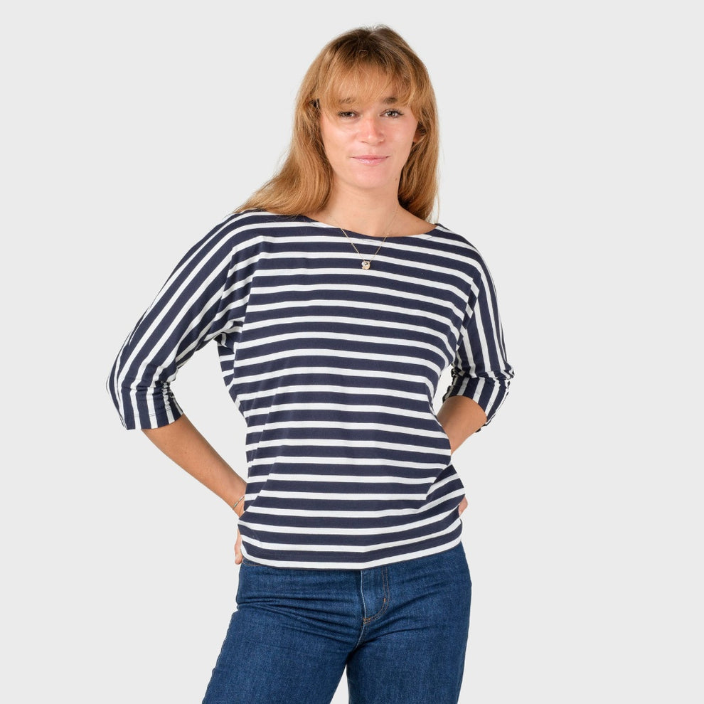 Klitmøller W Emma Stripet T-Shirt Navy/Cream