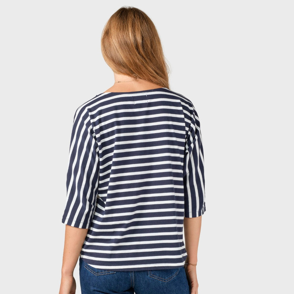 Klitmøller W Emma Stripet T-Shirt Navy/Cream