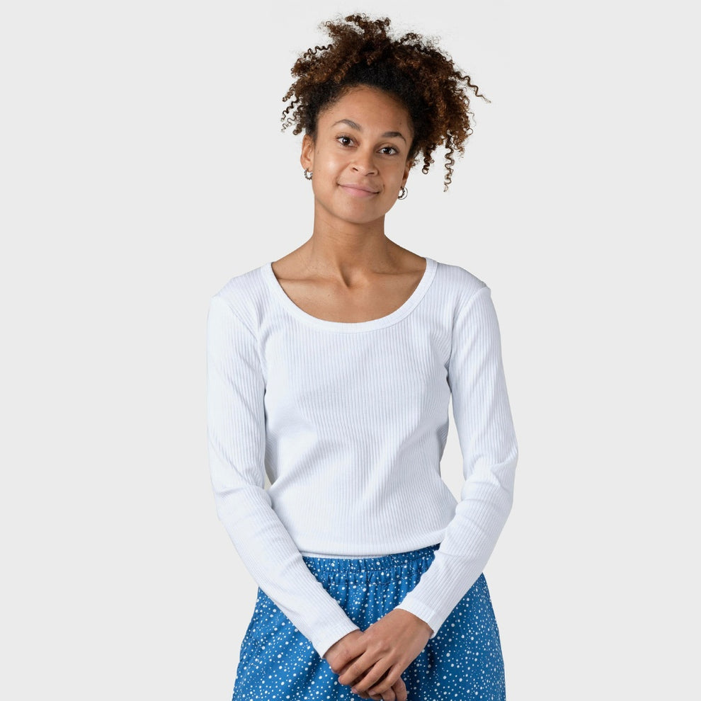 Klitmøller W L/S Rib Langærmet T-Shirt Hvid