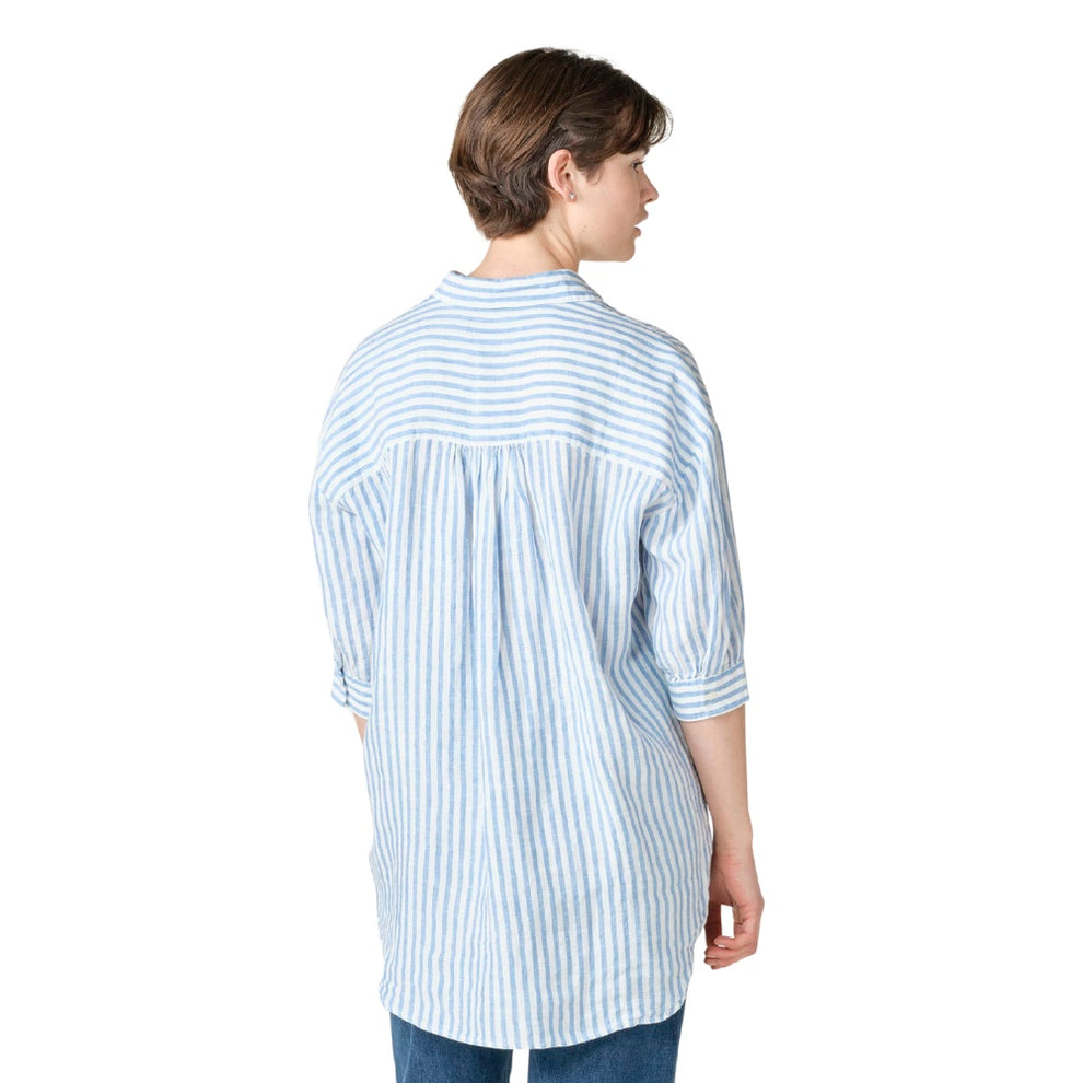 Klitmøller W Oline Hør Skjorte Cream Light Blue