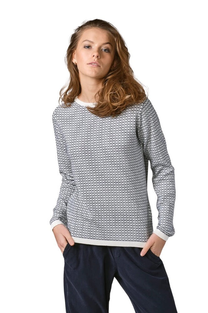 Klitmøller W Silje Knit striktrøje Cream/Navy