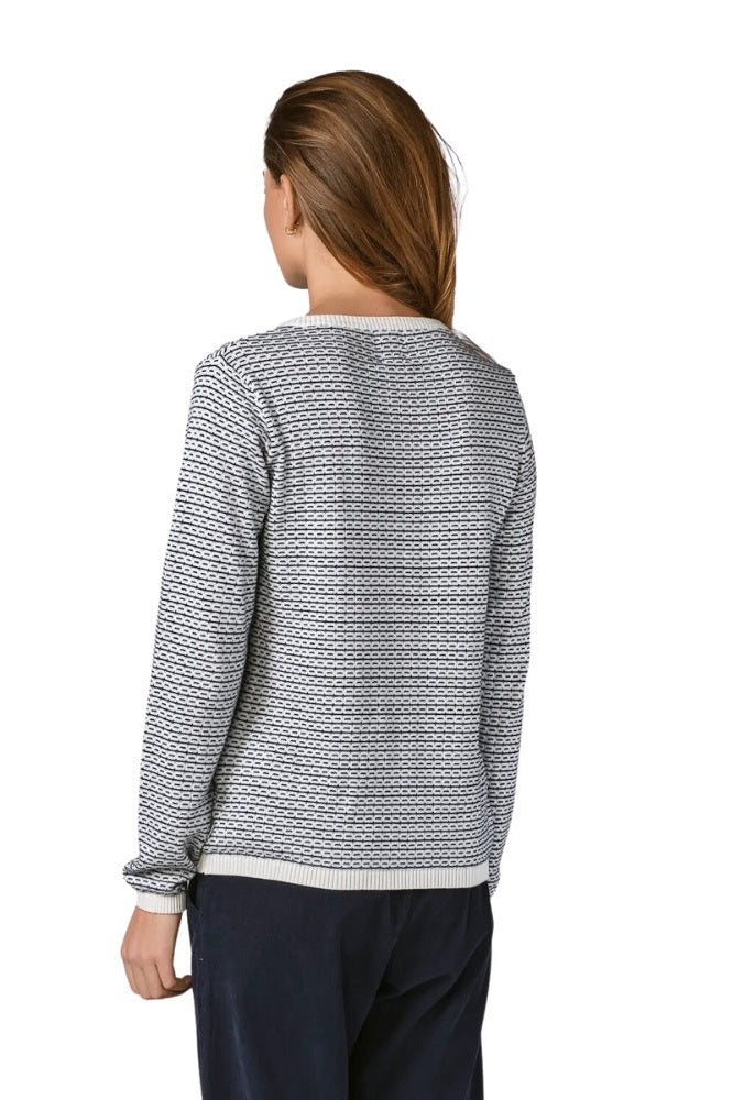 Klitmøller W Silje Knit striktrøje Cream/Navy