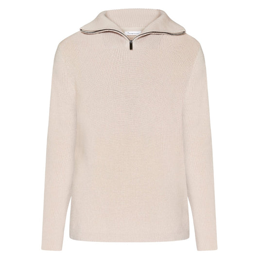 Knowledge Cotton Apparel M 1/2 Neck Zip Merino Wool Knit Kelp