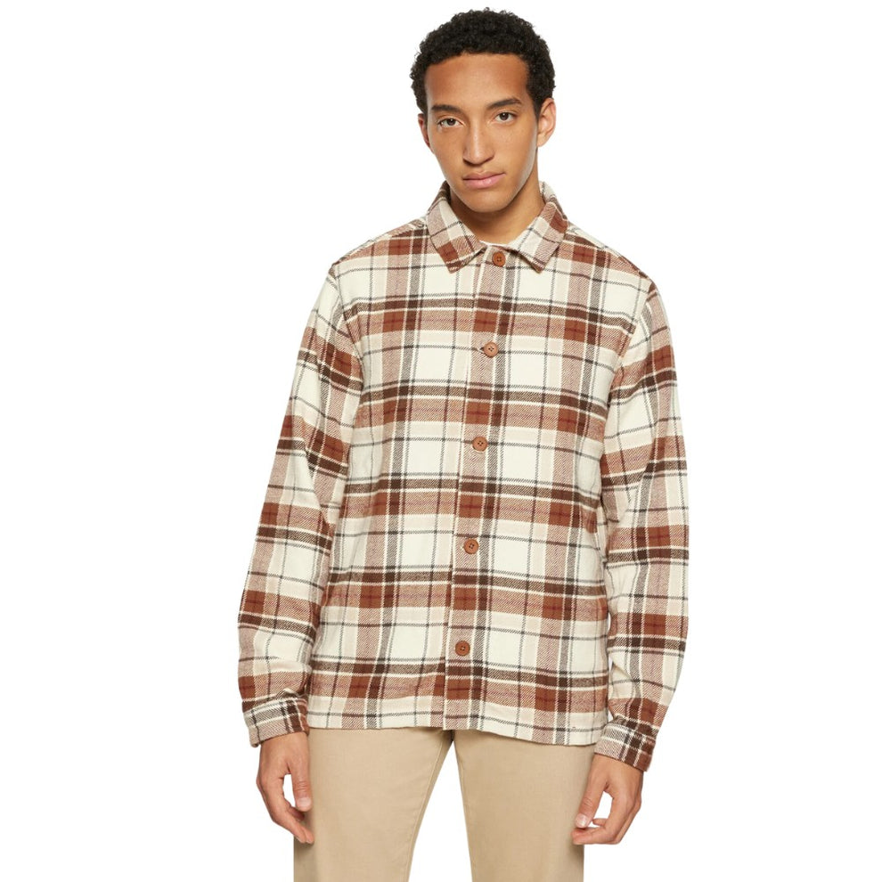 Knowledge Cotton Apparel M Big Checked Heavy Flannel Overshirt Beige Check