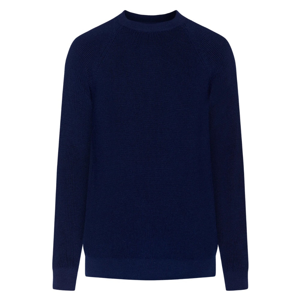 Knowledge Cotton Apparel M O-Neck Marino Wool Knit Total Eclipse