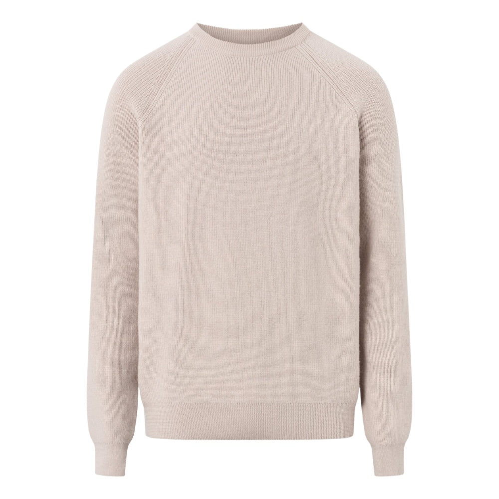 Knowledge Cotton Apparel M O-Neck Merino Wool Rib Knit Kelp