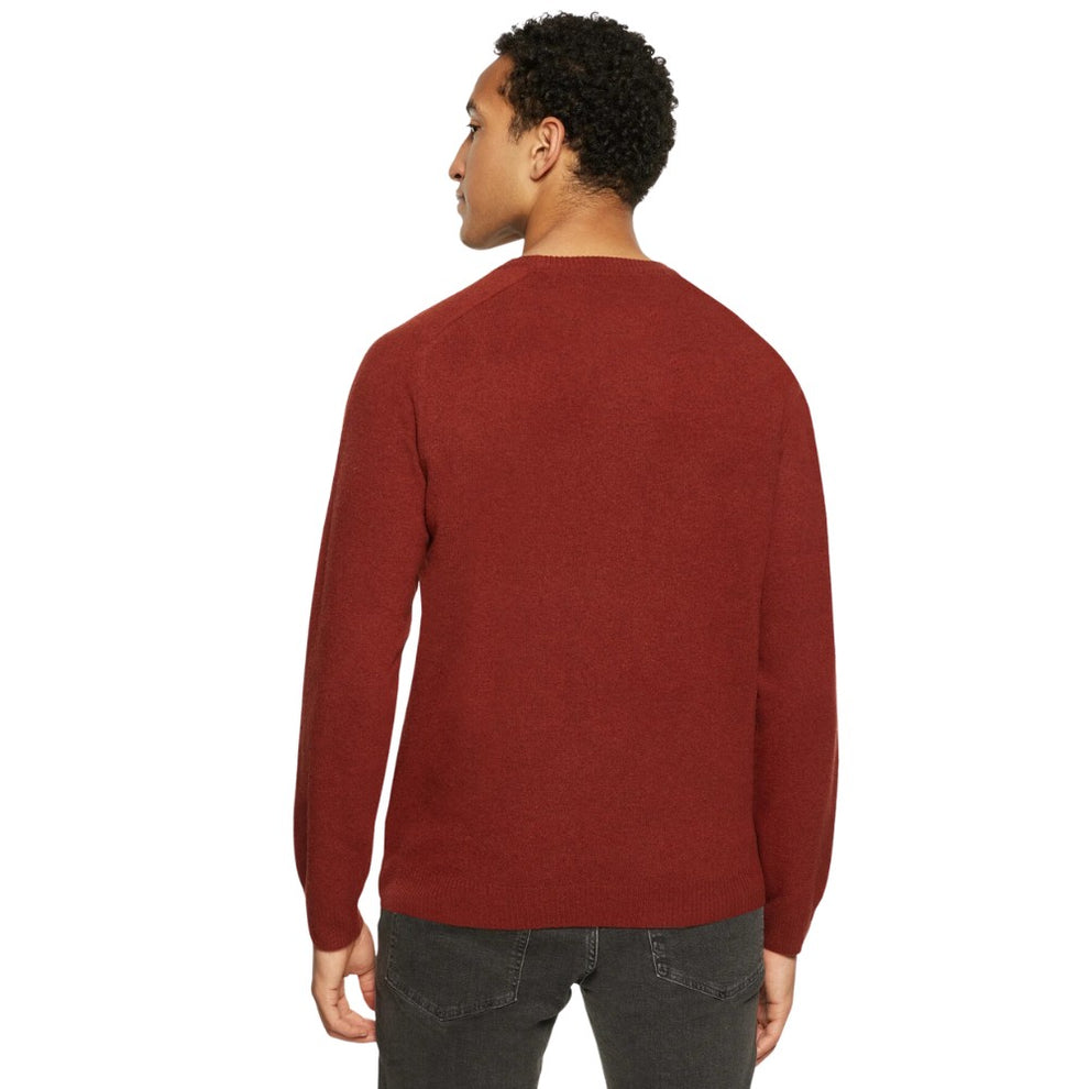 Knowledge Cotton Apparel M O-Neck Wool Knit Fired Brick