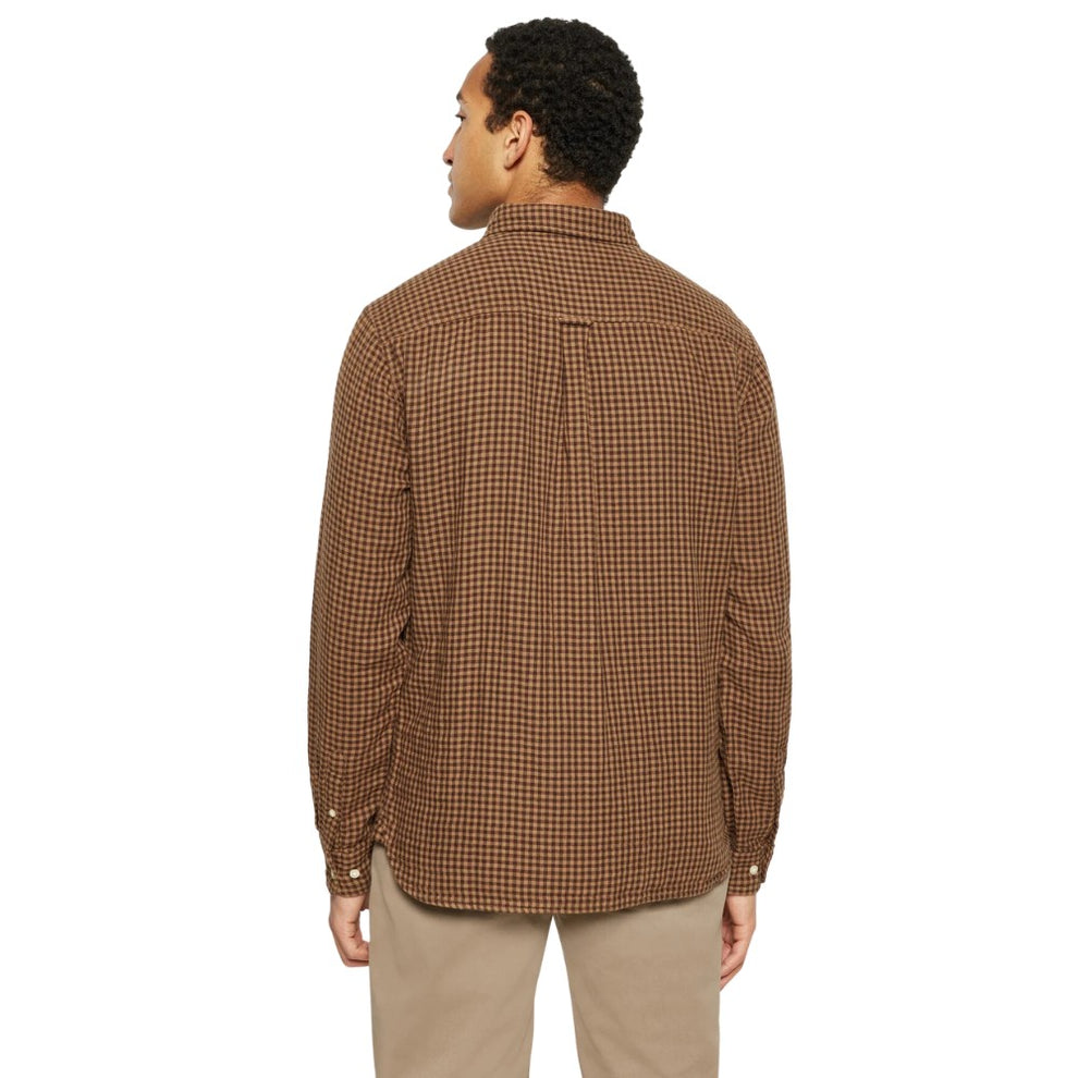 Knowledge Cotton Apparel M Regular Fit Double Layer Checkered Shirt Brown Check