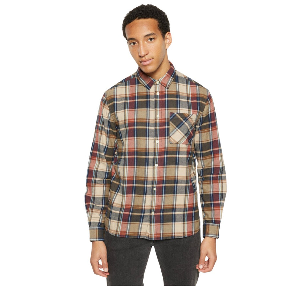 Knowledge Cotton Apparel M Regular Light Flannel Checkered Shirt Multi Check