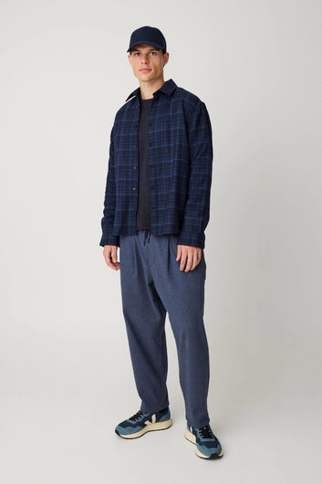 Knowledge Cotton Apparel M Twill Zip Overshirt 1001 Total Eclipse