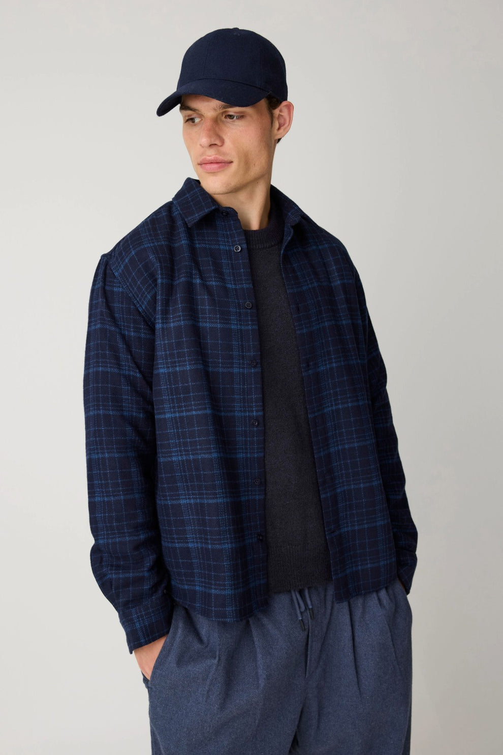 Knowledge Cotton Apparel M Twill Zip Overshirt 1001 Total Eclipse