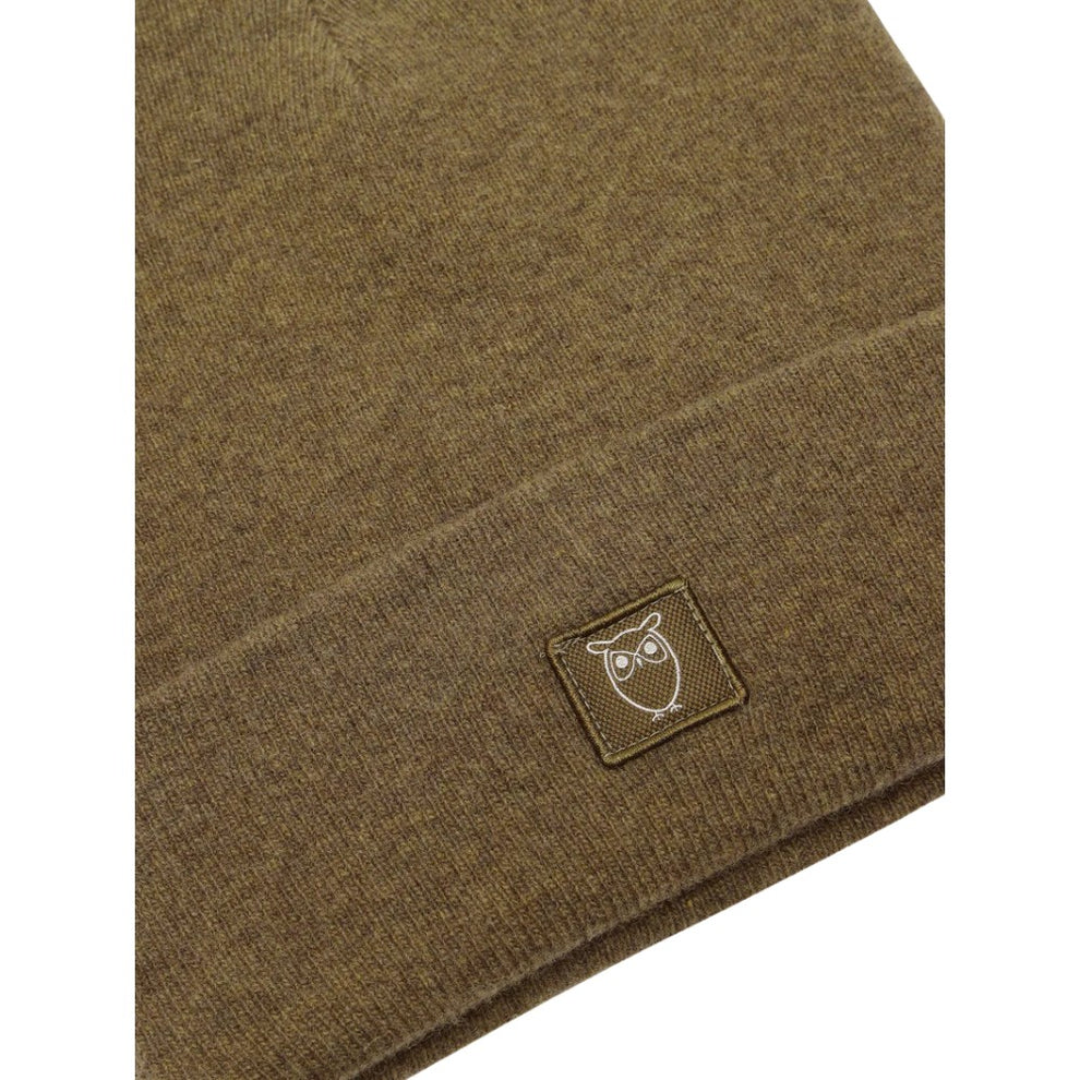 Knowledge Cotton Apparel M Double Layer Wool Beanie Dark Olive