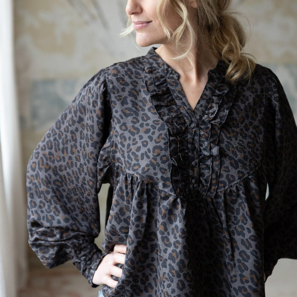 Kopenhaken W Gina Viscose Satin Look Blouse Earth Brown