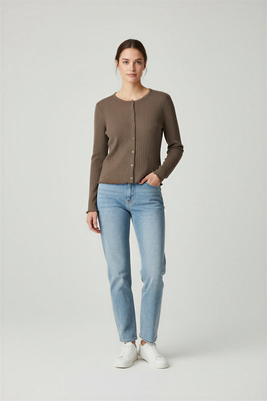 Kopenhaken Soft Cardigan Morel - simple full front