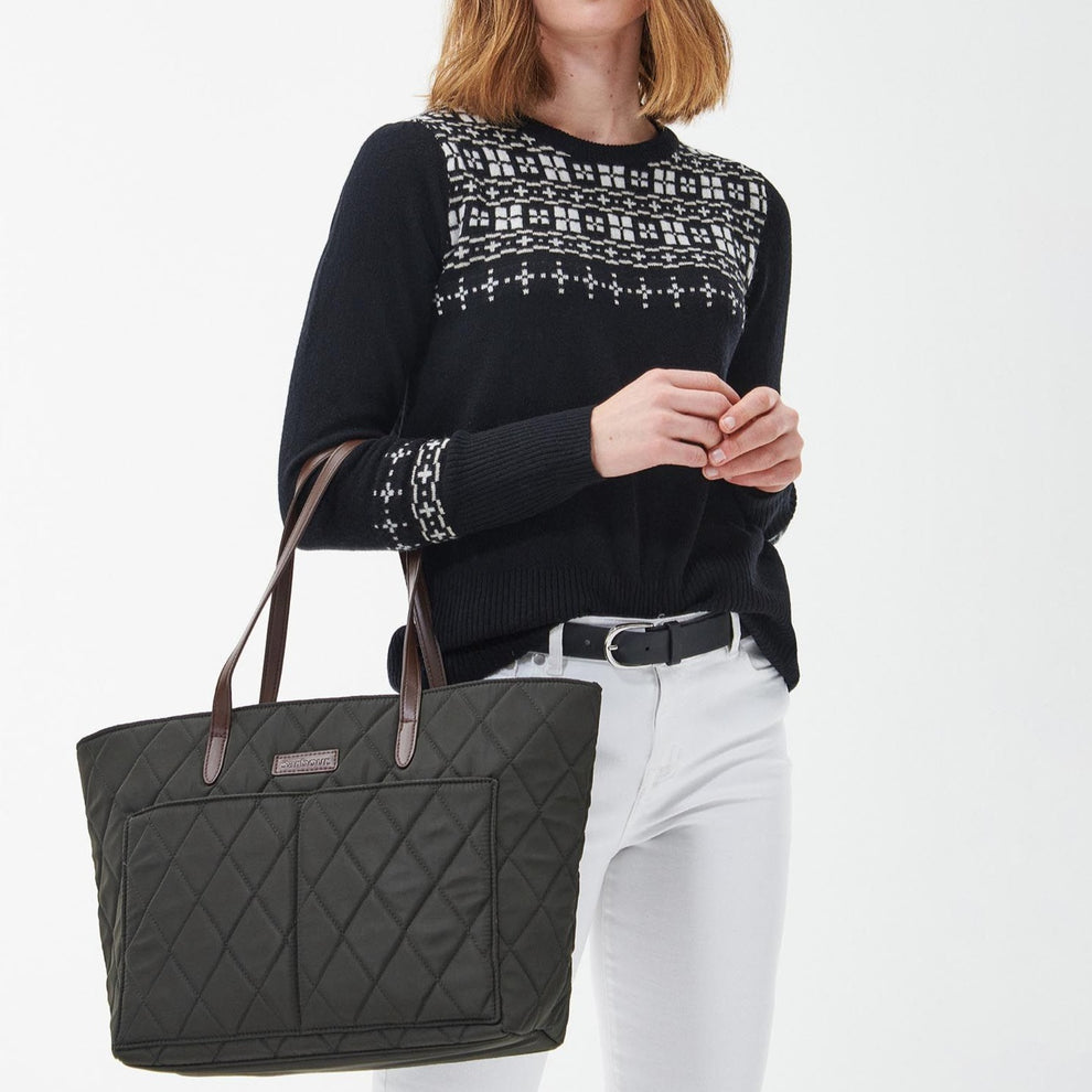 Barbour Quilt Tote Bag Olive