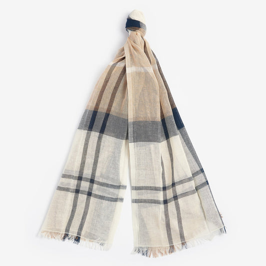 Barbour W Abigail Tartan Scarf White