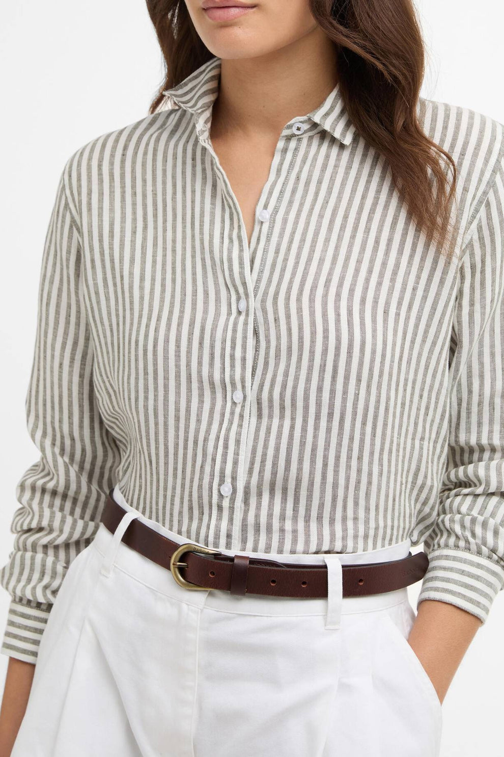 Barbour W Marine Shirt Dusky Khaki Stripe