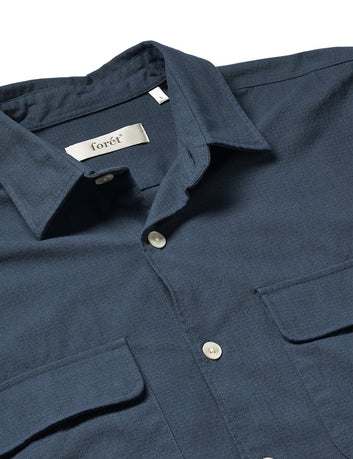 Forét Lunar Relaxed Fit Textured Overshirt Navy