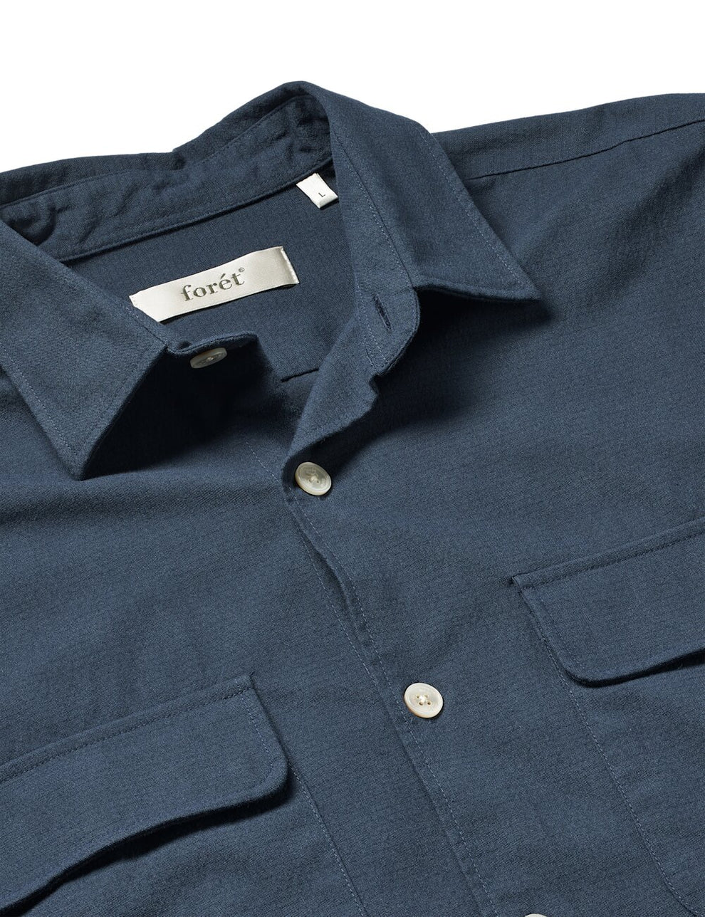 Forét Lunar Relaxed Fit Textured Overshirt Navy