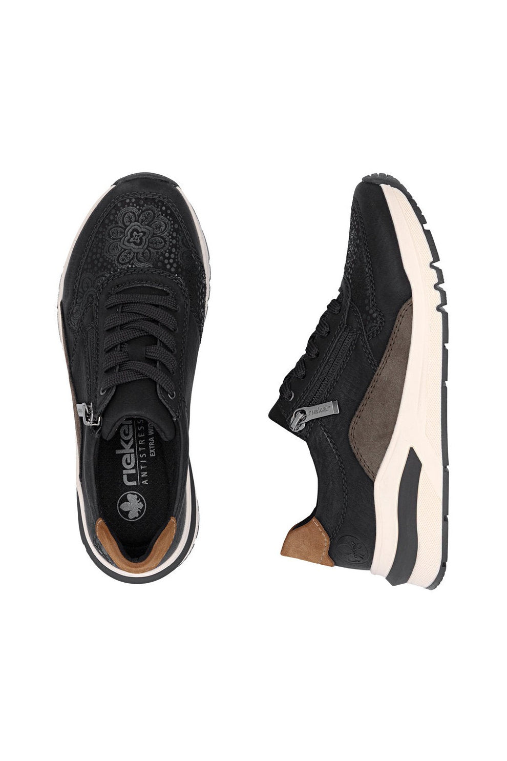 Rieker W Sko Synthetic Sport Sole - Heel/Wedge Black - M6618-00
