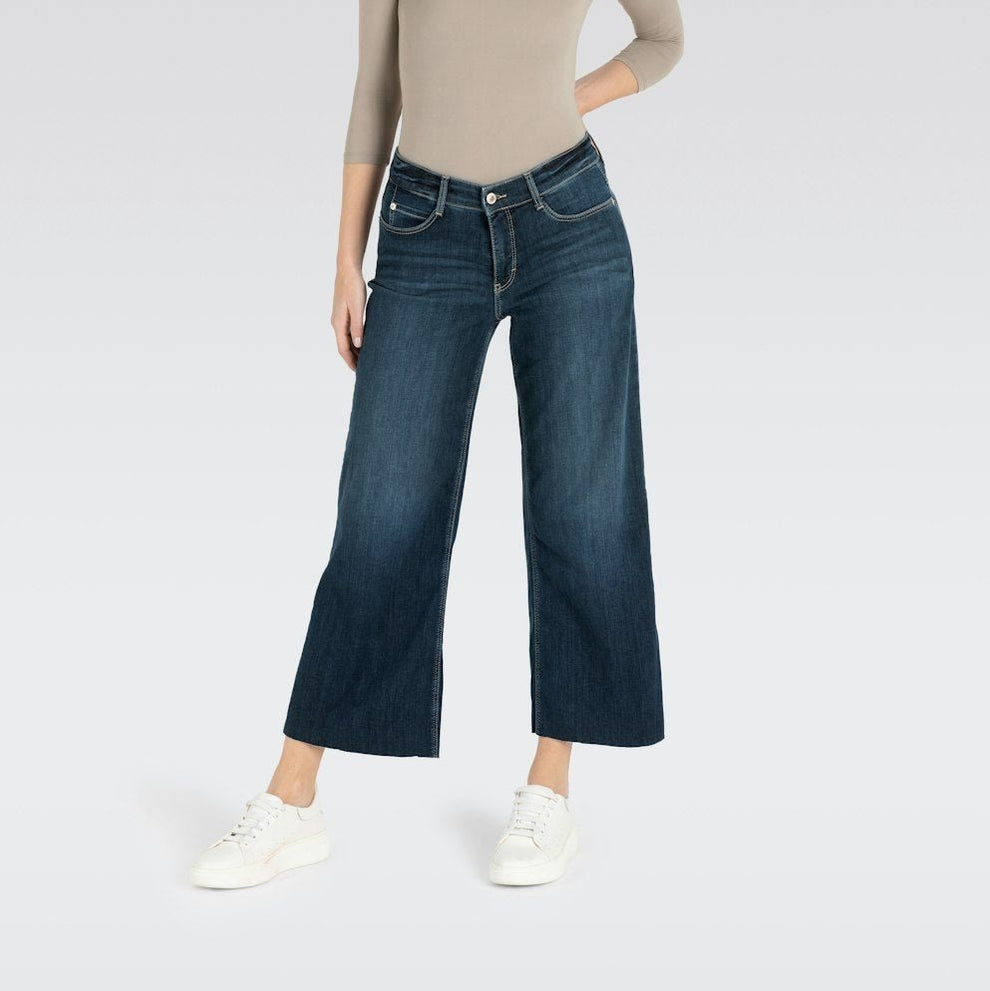 MAC W Dream Wide Cropped Jeans Authentic Dark Blue