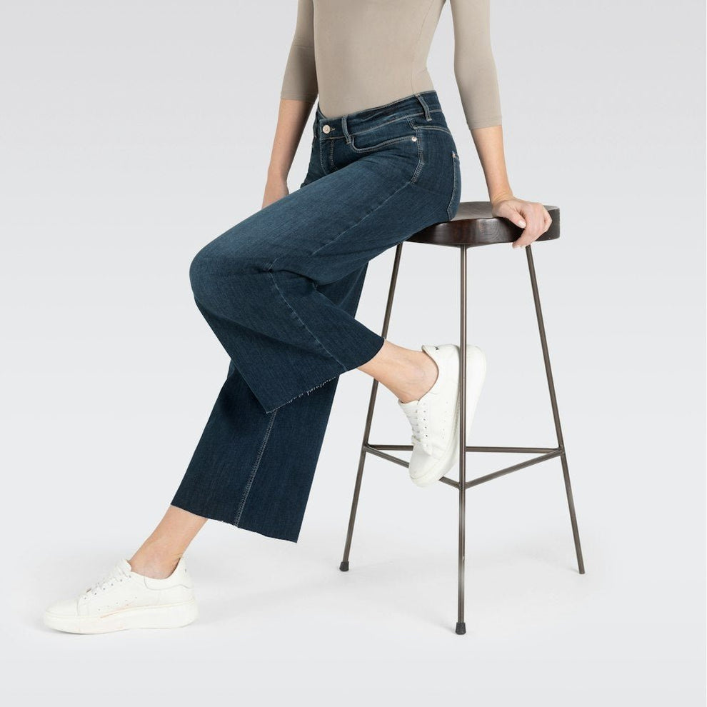 MAC W Dream Wide Cropped Jeans Authentic Dark Blue