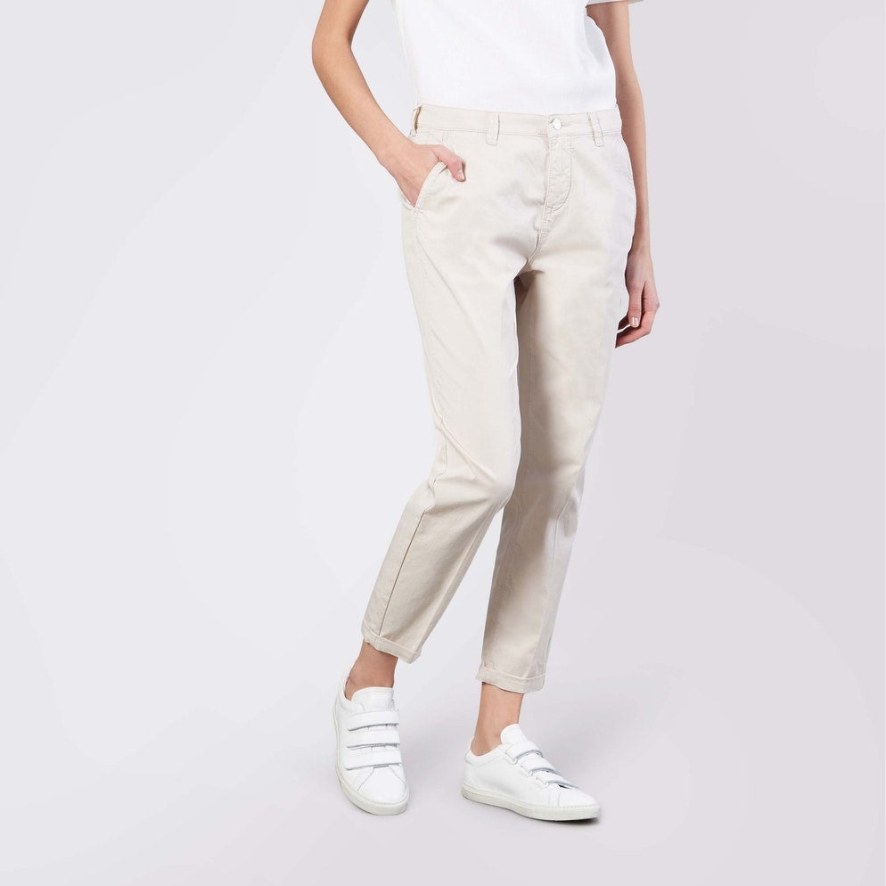 MAC W Chino Turn Up Bukser Ivory