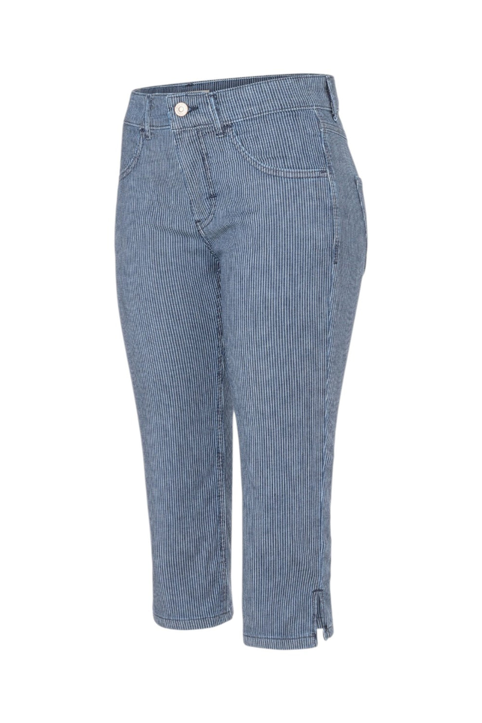 Mac W Capri Summer Clean Jeans Striped Iceberg Blue