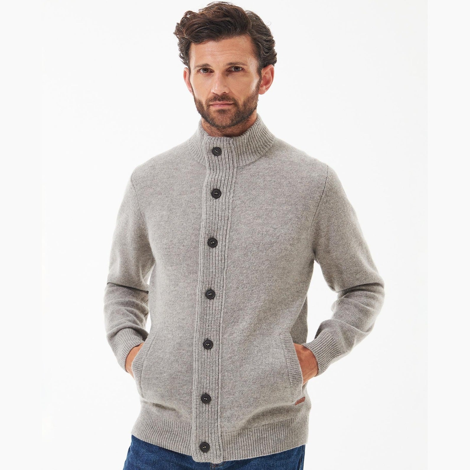 Barbour M Essential Patch Zip Thru New Stone