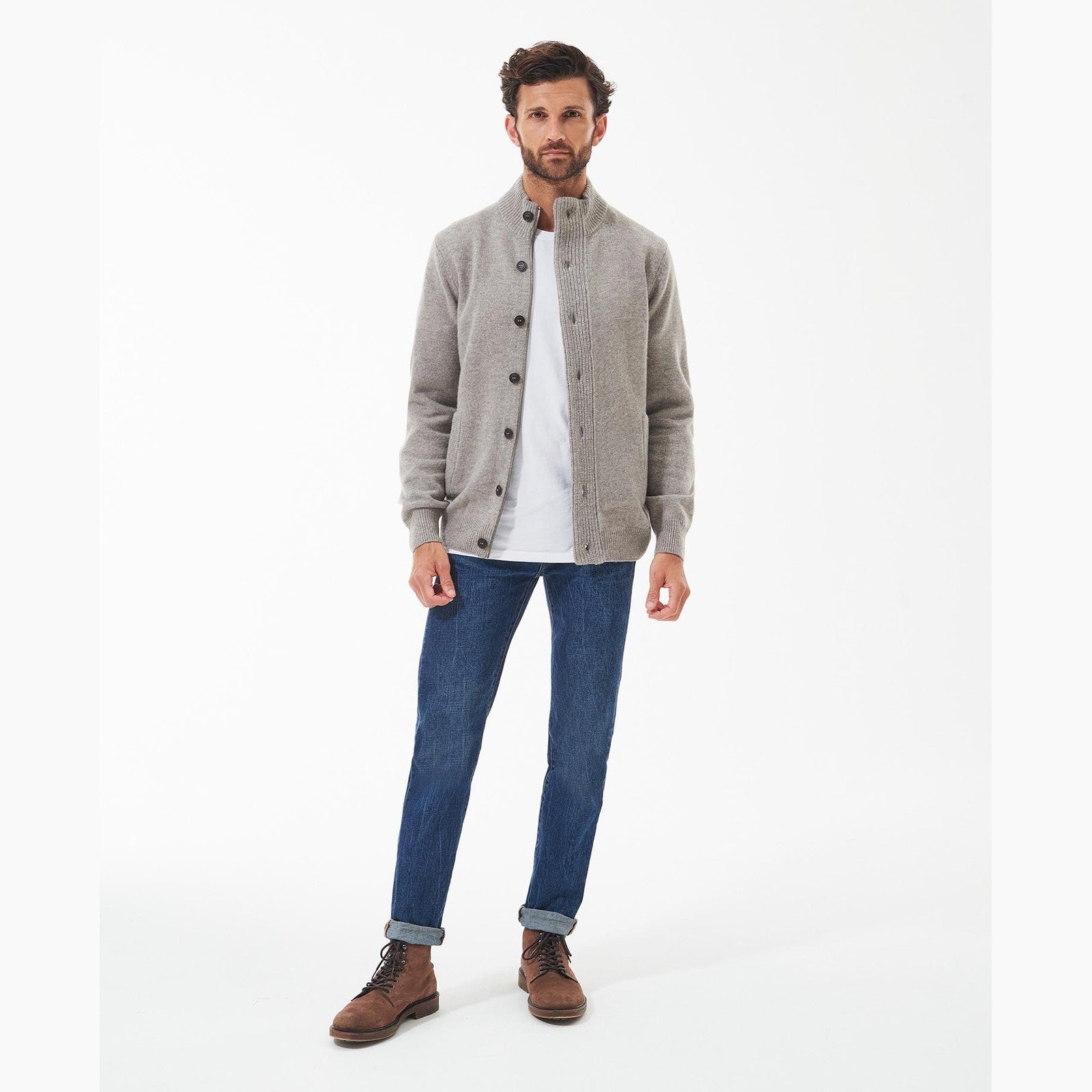 Barbour M Essential Patch Zip Thru New Stone